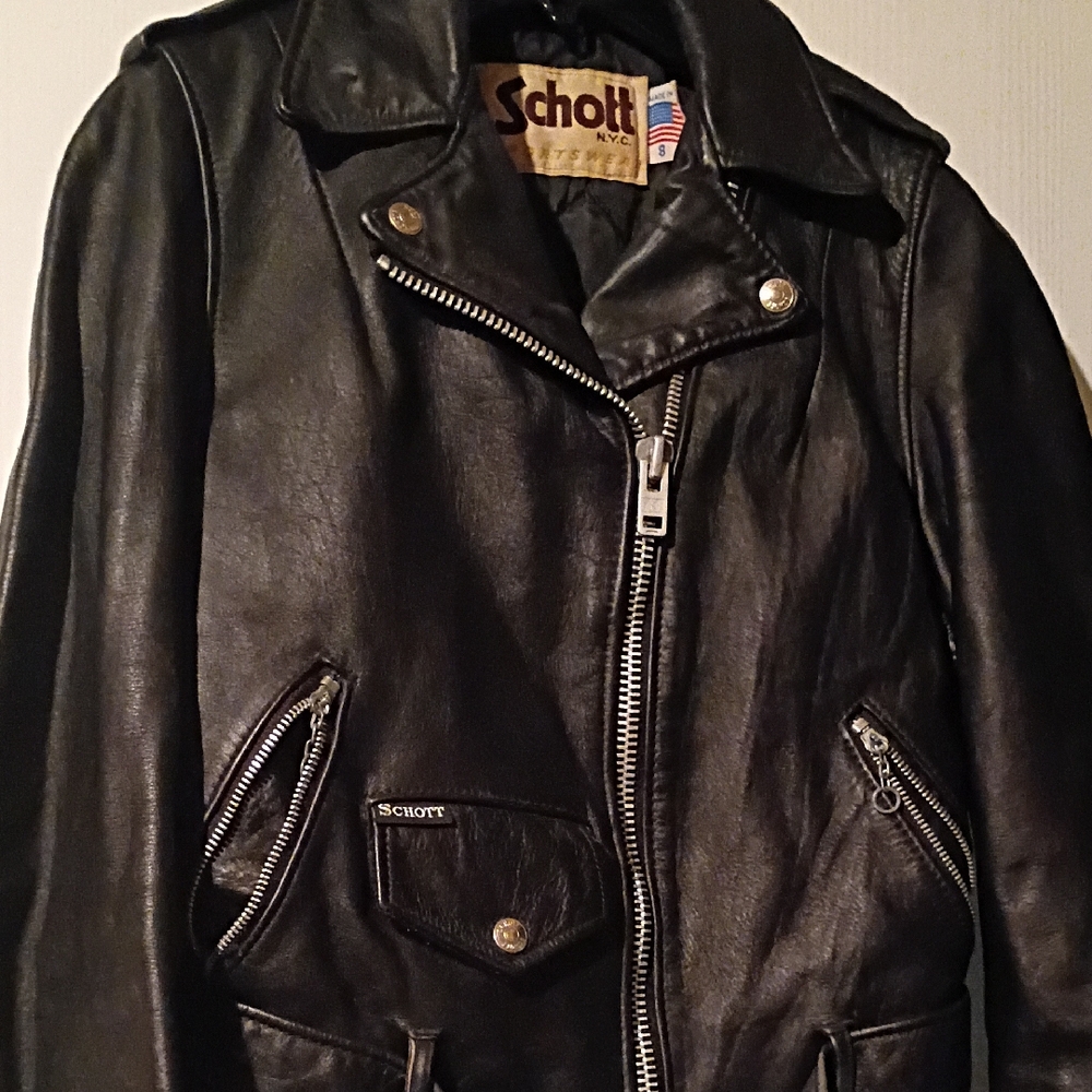 ✨ Vintage Schott N.Y.C. Black Leather Perfecto Motorcycle Jacket - Size 8 ✨